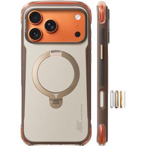 TORRAS Ostand Q3 Air Pro for iPhone 17 Pro Max Case, 360 Magnetic Stand, Fit for MagSafe, Dual Airbag Protection, Anti-Slip Shockproof Phone Case for iPhone 17 Pro Max, Brown