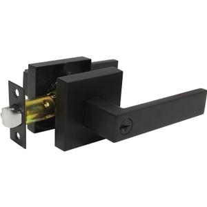 Probrico Matte Black Keyed Entry Door Lever, Heavy Duty Hardware for Exterior Front and Back Door, Lockable Entrance Universal Handling Handle Transitional Style Lock, 1 Pack