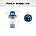 JIAXINPRO 16A 250V 3 Pin Industrial Plug with Transparent Housing, IP67 Waterproof Heavy Duty Male Connector for Easy Visual Inspection, V0 Flame Retardant