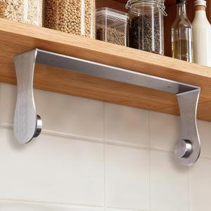 Paper Towel Holder Under Cabinet, Stainless Steel, Silver, Adhesive & Wall Mount, Under Counter Paper Towel Rack for Kitchen and Bathroom, Home and Kitchen