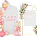 UDEAR 7.2FT Metal Arch Stand with White Cover, Arc Design with Fitted Cover, for Weddings, Parties, Baby Showers, Climbing Plants, Photo Backdrops