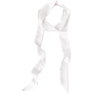 GUZOSJO Solid Color Long Neckerchief Pure Skinny Scarf Necktie Handbag Wrap Handle Satin Belt (White)