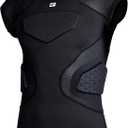 COOLOMG Youth Football Padded Shirt Chest Rib Protector Heart Sternum Shoulder Protection (Medium, Black)