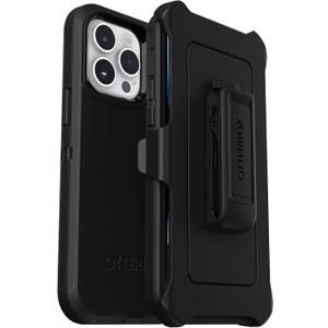OtterBox iPhone 14 Pro Max (ONLY) Defender Series Case - BLACK , rugged & durable, with port protection, includes holster clip kickstand