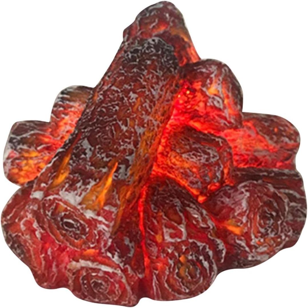 LED Simulation Charcoal Flame Lamp, Battery Powered Electronic Flameless 3D Artificial LED Firewood Log Design Lamp Fake Charcoal Light for Home Decor Christmas Ornament(size:5.51x4.72x3.74inch)