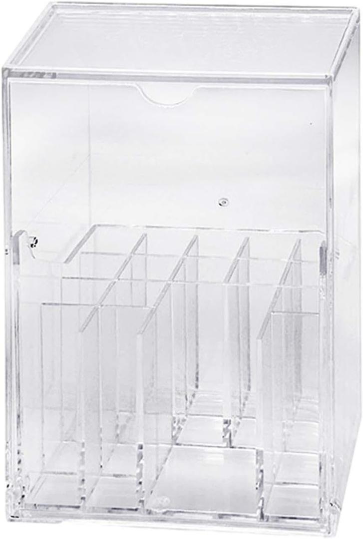 Clear Makeup Brush Organizer with Lid for Vanity Countertop Dressing Table Desktop Storage 3.6X5.1X8.7 Inches