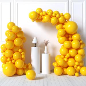 HOUSE OF PARTY Balloon Garland Kit - Matte Yellow Balloons Arch Kit | 5/12/18 Inch Lemon Balloons for Sunflower, Minion, Bee Theme and Halloween Decorations