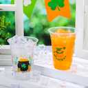 JOYIN 72 Pcs 16oz St. Patrick's Day Plastic Cups, Green Disposable Cups Bulk with 4 Styled Lucky Clover Cauldron Patterns for Saint Patrick Party Supplies, Irish Lucky Day Shamrock Party Decoration