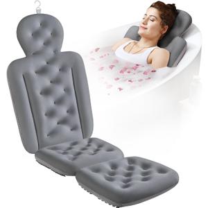 Full Body Bath Pillow for Bathtub, Thick Bathtub Cushion, Luxury Tub Pillow for Bath for Headrest Neck and Back Support Gray 51" x 16"