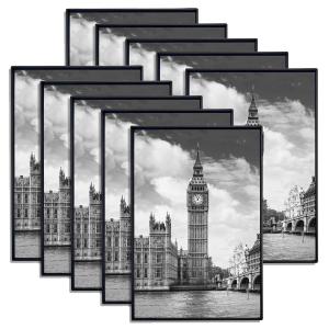 Front Loading Black Picture Frame 4x6 Set of 10 Wall and Table Mounting
