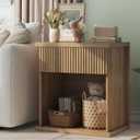 Fluted Nightstand, 22.8" Wide Nightstands with Drawer Storage Large Wood BedsideTable Night Stand for Bedroom, Natural Oak (1pc)