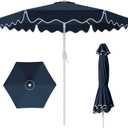 AreShark 7.5FT Outdoor Patio Umbrella with Wavy Trim (Navy)
