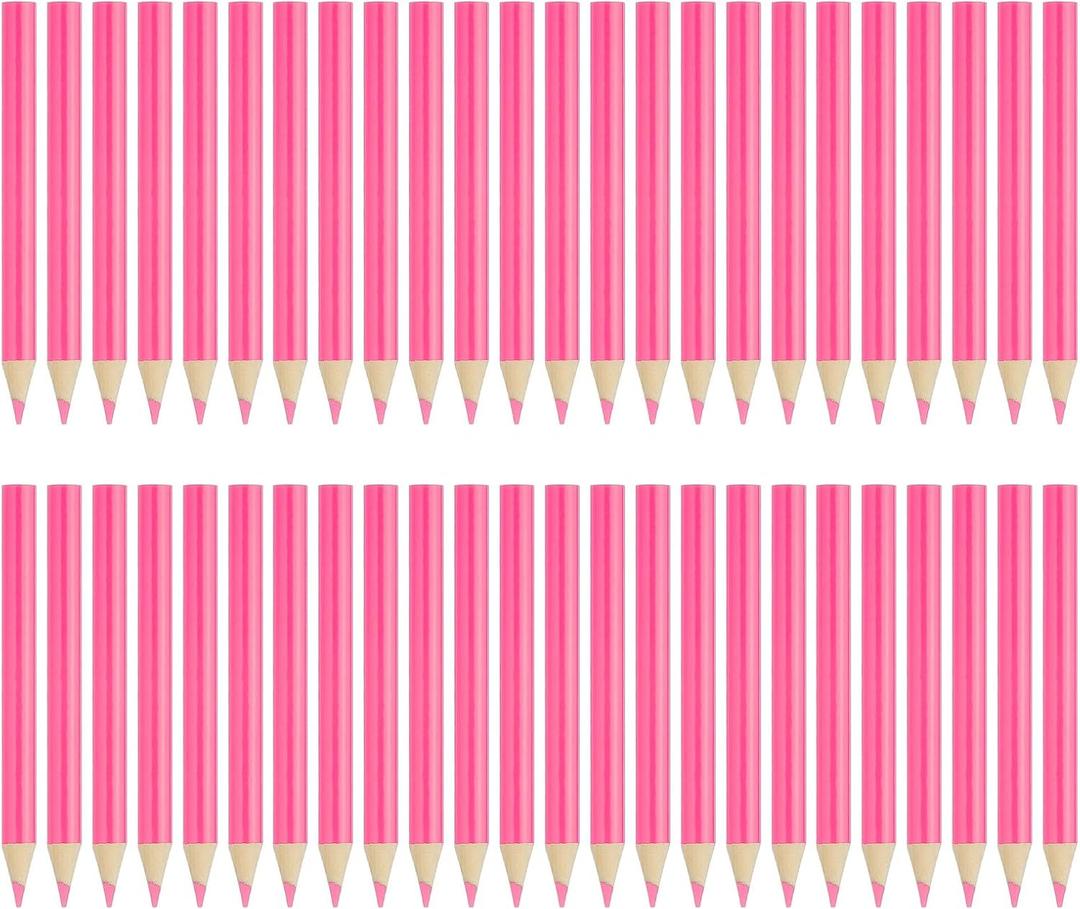 PATIKIL Pink Colored Pencils Set,48 Pcs Oil Color Pencils Wooden 3.5inch Coloring Drawing Half Pencils for Artists Art Painting