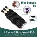 28 Inch Color #1B Deep Wave Human Braiding Hair for Boho Braids 150g Natural Black Deep Wave Bulk Human Hair for Braiding Natural Color