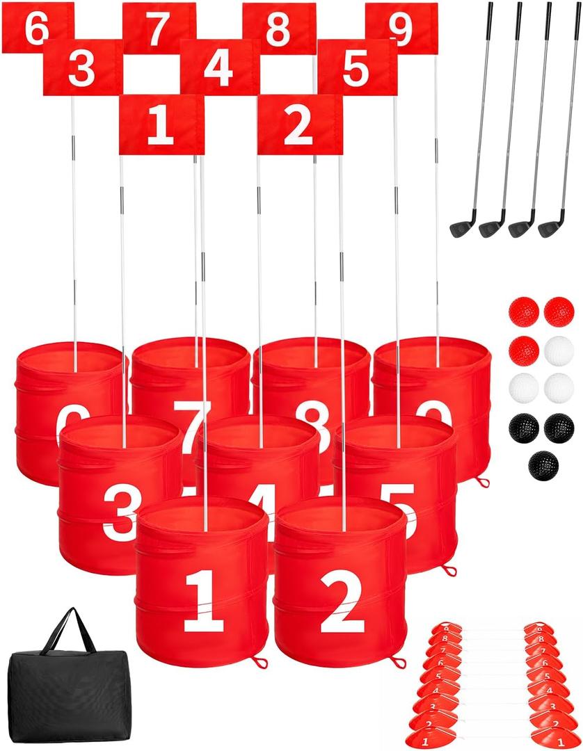 SJEhome 9 Hole Backyard Game Golf for Adults Outdoor Indoor Practice Gifts for Yard, Lawn, Park, Yard, Beach (9 Hole Golf Game)