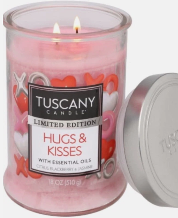 Tuscany Limited Edition Scented Jar Candle - Hugs & Kisses- 18 ounces 