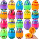JOYIN 24PCS 3.15" Printed Easter Eggs, Empty Fillable Colorful Plastic Eggs Bulks for Easter Hunt, Basket Stuffers Filler, Classroom Prize Supplies