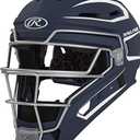 Rawlings | Velo 2.0 Catcher's Helmet | Baseball | Junior & Senior Sizing | Multiple Colors (Color: Navy/White, Size: Junior (6 1/2" - 7"))