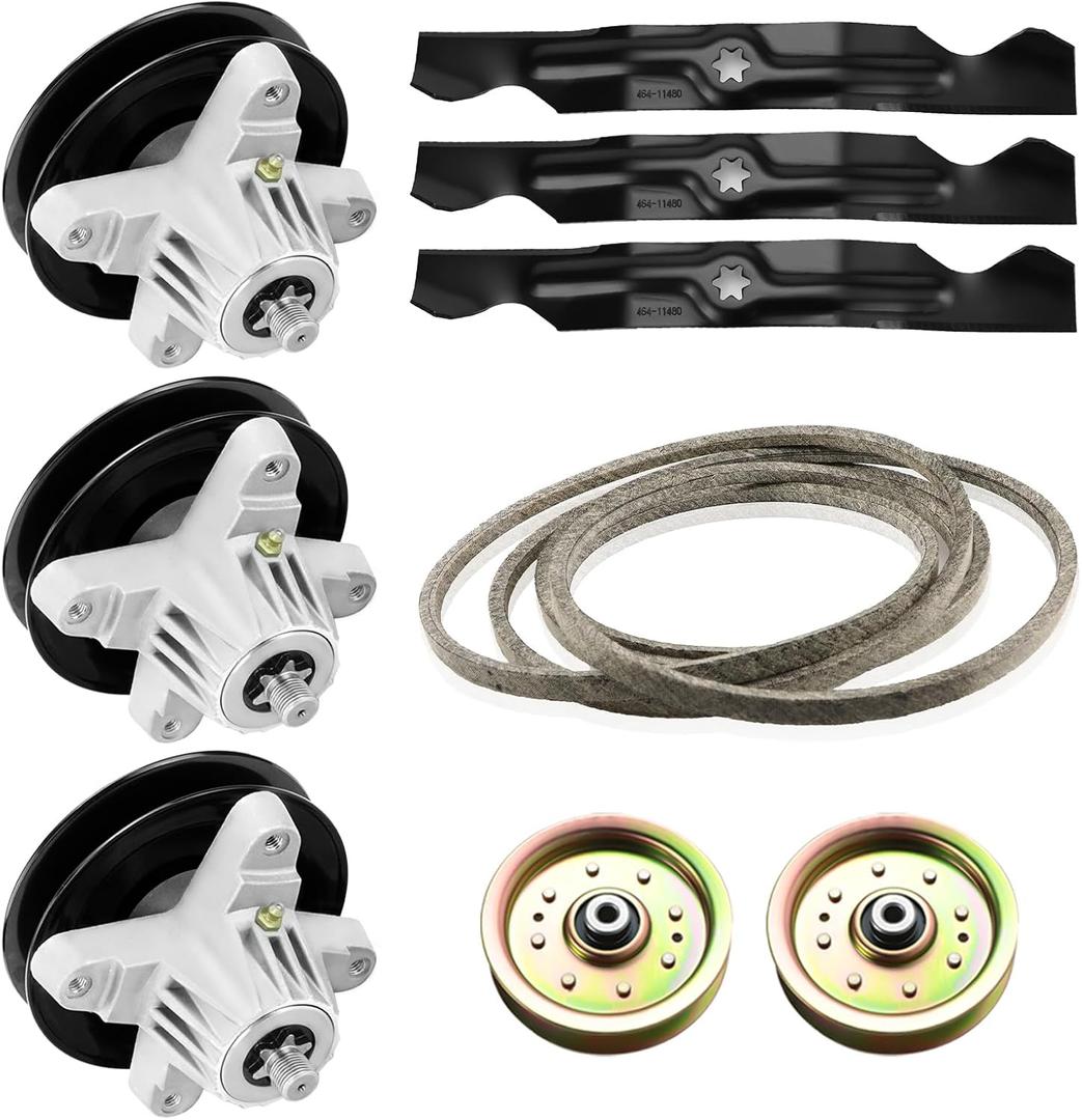 Deck Rebuild Kit for Cub Cadet MTD LTX1050KH SLTX1050 50" Models, 3 Spindle Assembly 618-05016 918-05016 618-04825, 3 Blades 490-110-C123 742-04053, 162" Belt 754-04240, 2 Idler Pulley 753-08171