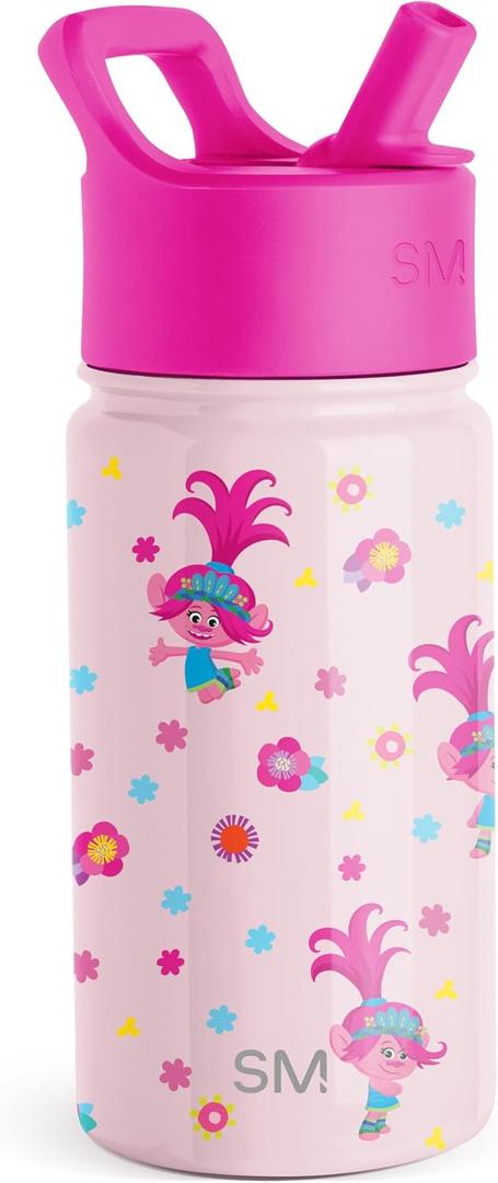 Simple Modern Kids Summit Water Bottle with Straw Lid | Trolls 14oz Stainless Steel Cup Insulated Tumbler Tumbler for Toddlers, School | Trolls Poppy Mashup