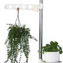 BAOYOUNI Indoor Plant Pole Stand Tension Rod Hanger Window Sill Flower Display Rack Holder Adjustable Corner Vertical Storage Organizer with 3 Trays & 1 Arm for Counter Top, Ivory (1 x 4 Tier)