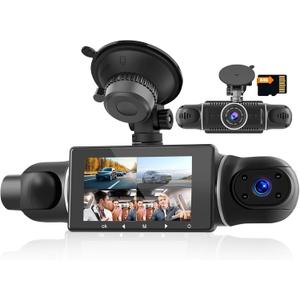 4 Channel Dash Cam, 360 Dash Camera FHD 1080Px4 Front and Rear Inside Left Right - Loop Recording G-Sensor Night Vision Parking Surveillance Backup Assist with Free 64GB Card
