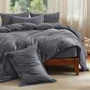 Bedsure Duvet Cover with Fitted Sheet Queen - 6 Pieces, Deep Pocket, Hotel Luxury Soft Double Brushed Bedding Set, 1 Duvet Cover, 1 Fitted Sheet, 2 Pillow Shams, 2 Pillowcases, NO Comforter, Dark Grey
