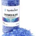 Syedra Crushed Glass for Crafts,Broken Glass Pieces,Bar, Garden Decoration 3-6mm, 1.5 Pound Jar (Sea Blue)