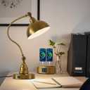 Vintage Gold Desk Lamp Decorative Table Lamp for Home Office Living Room Bedroom Desk Light, Rustic Industrial Farmhouse Antique Library Study Desk Lamp E26 LED Bulb Included