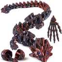 Easter Egg Fillers 3D Printed Dragon Egg with 30cm Pumpkin Dragon Inside, Easter Basket Stuffers, Christmas or Birthday Surprise Gift, 3D Printed Animals Black Red