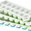 ChefAide Ice Cube Tray with Lid, 3 Pack 42 Cubes Durable Stackable Ice Cube Trays for Freezer with Removable Lids, Easy-Release Plastic & Silicone Ice Tray for Cocktail, Coffee