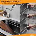 Waterfall kitchen sink 34X20" black Undermount Kitchen Sink with Pull-Out Faucet Stainless Steel Drop In Kitchen Sink Single Bowl with Accessories