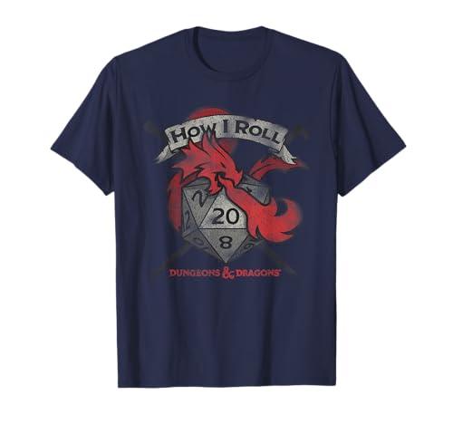 Dungeons & Dragons How I Roll T-Shirt NAVY KIDS 12