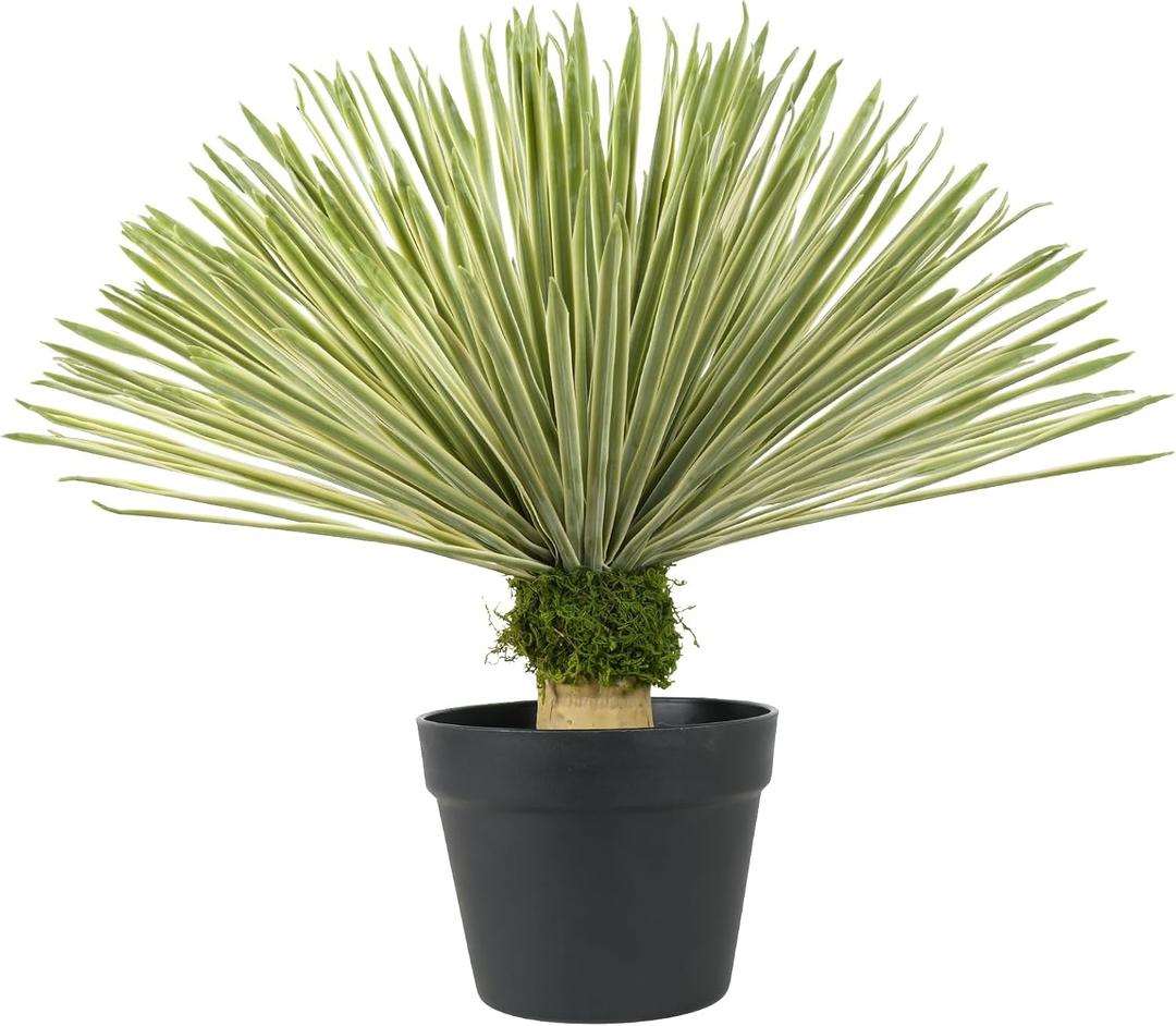 Artificial Agave Plant in Black Pot with Real Stone Pebbles, Large Fake Plants with Fake Green Moss, Faux Yucca Rostrata with Long Sword-Shaped Leaves for Indoor/Outdoor-23 Inches,1 Pack