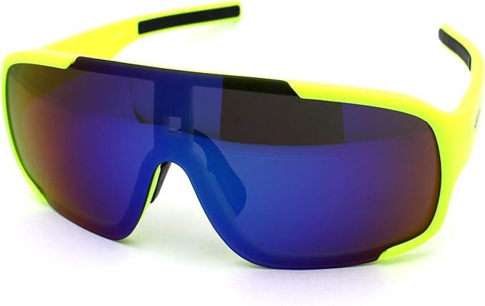 Kush Mens Exposed Mirror Lens Racer Shield Plastic Sunglasses