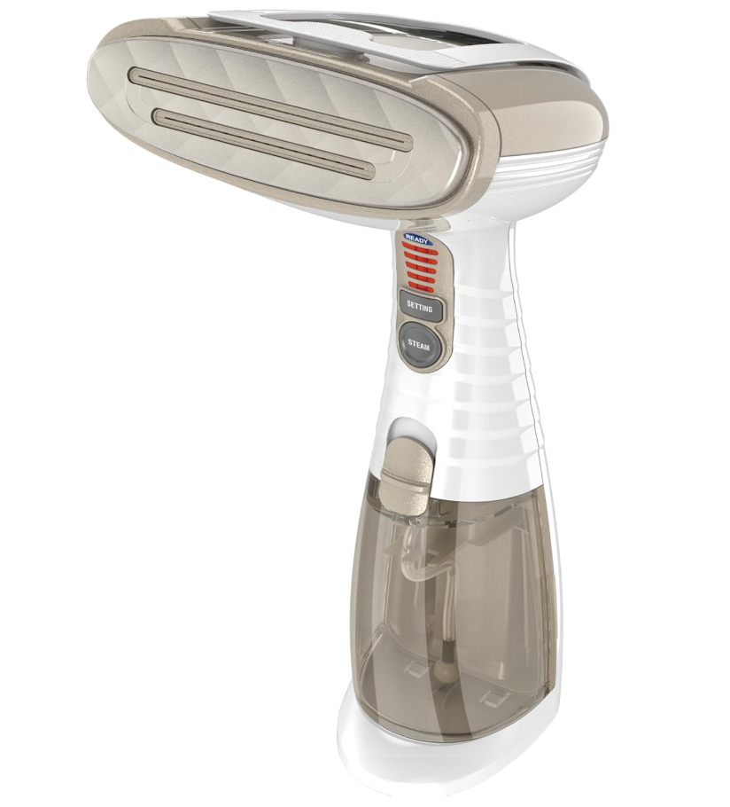 Conair Handheld Garment Steamer for Clothes, Turbo ExtremeSteam 1875W Fabric Steamer, Portable Handheld Design, Strong Penetrating Steam, White/Champagne