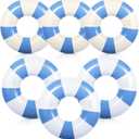 6 Pcs Large Swim Ring with Handles 47.24 Inch 35.43 Inch Inflatable Striped Pool Inner Tubes Swimming Pool Ring Float for Teens Adults Summer Beach Party Supplies(Blue White)