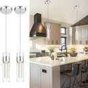 kudos Chrome Pendant Light Fixtures, 2-Pack, Modern LED Pendant Lights with Clear Glass and Bubble Crystal, Adjustable Pendant Lights for Kitchen Island, KDPL09-CH-2PK (2 Light)