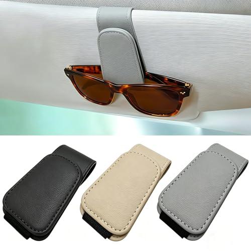 Car Sunglass Holder for Visor, Magnetic Car Eyeglass Holder Clip, Universal Vehicle Sunglasses Eyeglasses Mount, 1 Pack Gray