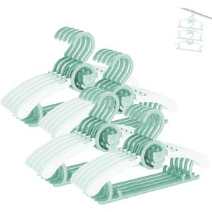 HGYZE Baby Nursery Closet Hangers, Ultra-Thin Non-Slip and Extendable Laundry Infant Pant Hanger for Newborn Clothes -20pcs Green Gifts- Adjustable Children Coat Hanger for Girl Boy Toddler Kids Child