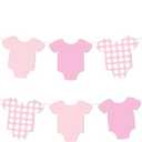 Pink Gingham Baby Shower Banner, 18 Pieces Pink Babysuit Garland Banner for It's a Girl's Baby Shower Decorations