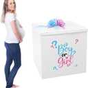 AmazingSpark 28in Jumbo Gender Reveal Gift Box Kit with Oversized Box Giant Pull Bows Boy or Girl Stickers for Gender Reveal Baby Shower Birthday Party Decor