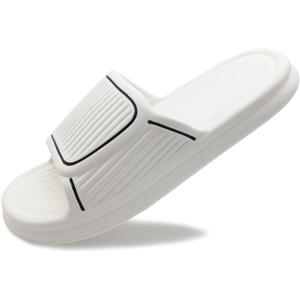 Cloud Slides for Women and Men Pillow House Slippers Non-Slip Shower Shoes Fit Bathroom Bedroom Pool Beach (6-7.5 Women/4.5-5.5 Men, White)
