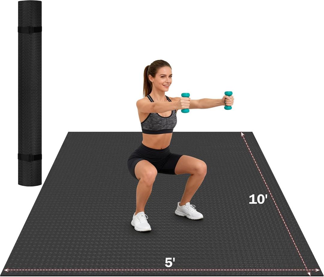Stepwaver Extra Large Exercise Mat, 10'x5' (6mm) Thick Workout Mat