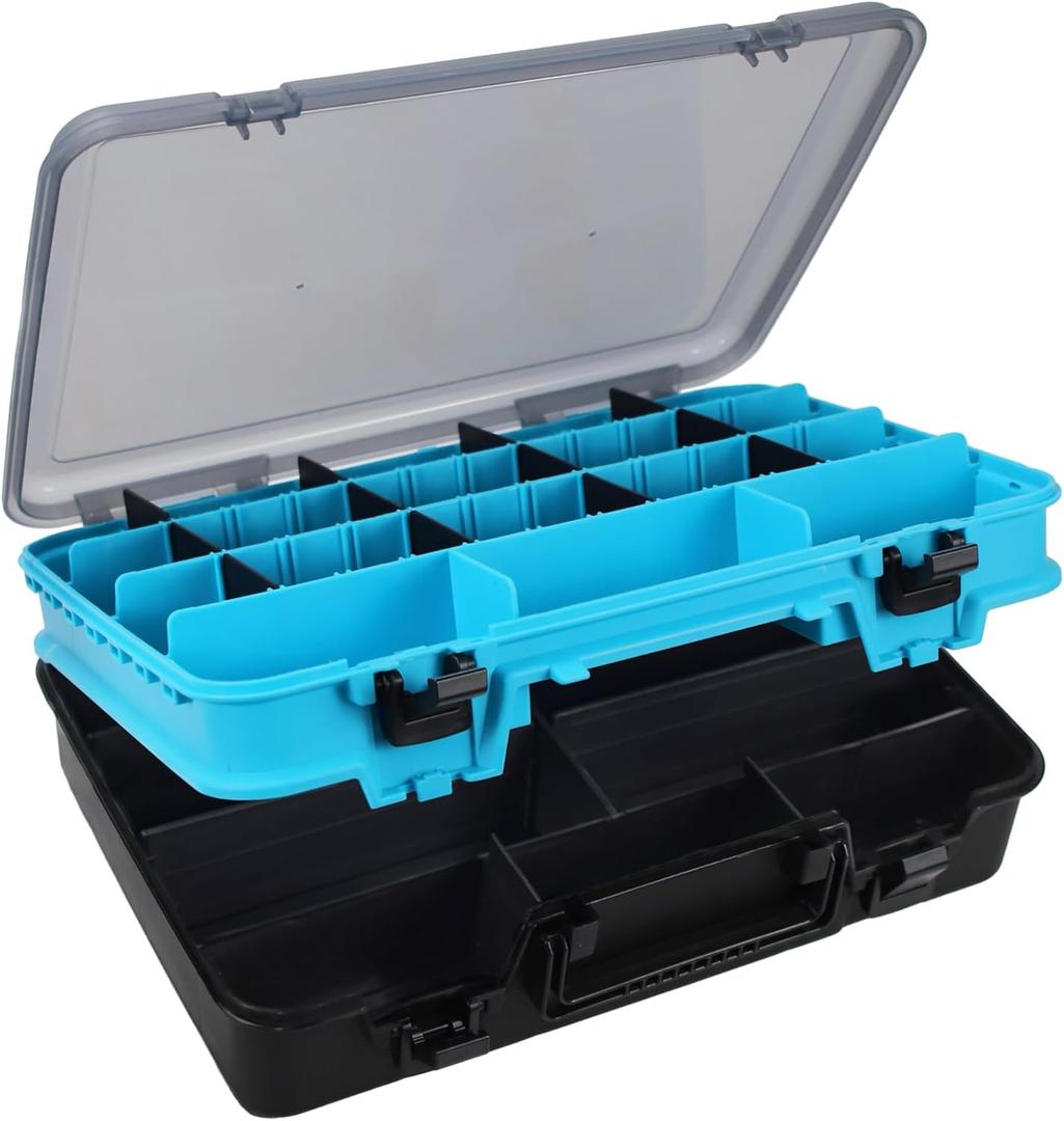 Tackle Box Fishing Tackle Box Large Tackle Storage Box for Fishing Tackle Box Organizer Double-sided Tacklebox with Dividers Fishing Tackle Storage Boxes with Handle (Blue)