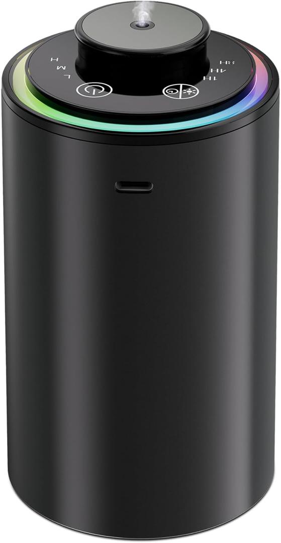 Waterless Essential Oil Diffuser, Diffuser,Portable Aromatherapy Diffuser,Light Show,3 Countdown Timers & 3 Mist Levels for Home, Room, Car, Office. (Black)