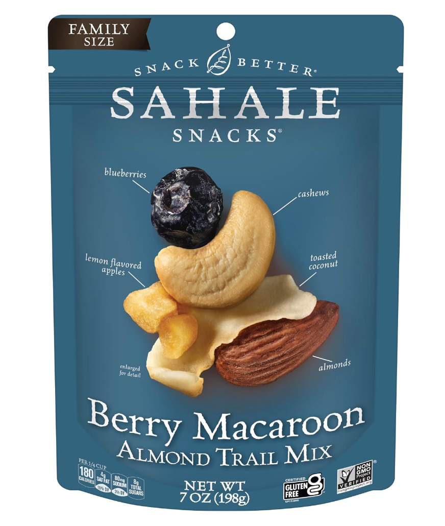 Sahale Snacks Berry Macaroon Almond Trail Mix, 7 Ounces | 7 oz Pouches, 1 Pack - Coconut, Blueberries & Apples - Kosher & Certified Gluten-Free Snacks, BB: 09-15-2026