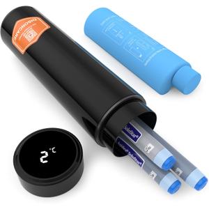 DISONCARE 60H 4 Pen Insulin cooler travel case Temp Display Medication Cooler For Medicine Travel TSA Approved Ice Pack Diabetic Medical Cooler Diabetes Bag EpiPen with QR Medical Tag