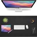 Vine Creations Leather Desk Mat Large 44" x 22", Desk Protector Mat, PU Leather Desk Pad, Non-Slip Large Mouse Pad, Desk Blotter, Desk Pads on Top of Desks, Home Office Desk Matt for Desktop (Black)