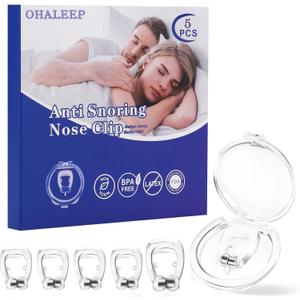 Anti Snoring Devices,Snore Stopper with Adjustable Magnet, Silicone Nose Clip Stop Snoring, Effective to Relieve Snoring, Snoring Solution Comfortable and Quieter Sleep, Clear, M, 5pcs